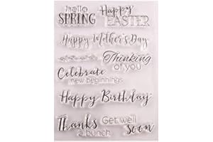 WOOYANGFUN Welcome to Joyful Home 1pc Hello Spring Happy Easter Bithday Clear Stamp for Card Making Decoration and Scrapbooking