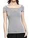Off Shoulder Tops for Women Ripped TShirts Cut Out Blouses Short Sleeve Tees