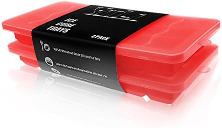 YiiLi Silicone Ice Cube Trays with Lids - 2 Pack Covered Ice Cube Tray Set with 42 Ice Cubes Molds - Flexible Rubber Plastic Mini Cocktail Whiskey Ice Cube Mold Storage Containers-Red