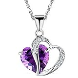 iLH Clearance Deals Fashion Women Heart Crystal Rhinestone Silver Chain Pendant Necklace Jewelry by ZYooh (Pueple)