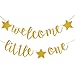 Gold Glittery Welcome Little One Banner- Baby Shower Party Decor,Gender Reveal Party,Birthday Party,Glittery Party Decor
