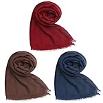 3 Pack Women Cotton Hemp Scarf Shawl Wrap Soft Warm Long Head Scarves by Aooba