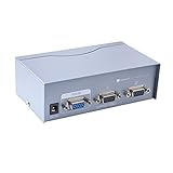 DTECH 2 Way Powered VGA Splitter Amplifier Box High Resolution 1080p SVGA Video 1 in 2 Out 250 Mhz for 1 PC to Dual Monitor Computer