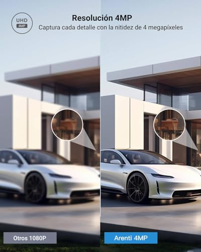 ARENTI Cámara de Seguridad Exterior O3, 4MP 2.5K Cámara WiFi Alexa IP65 Impermeable, Camaras de Vigilancia con Audio Bidireccional y Detección de Movimiento, Compatible con Alexa y Google Assistant