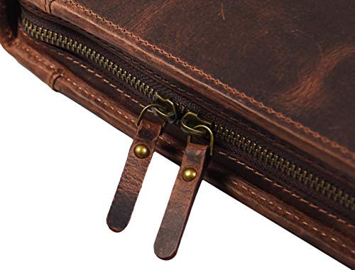 Leather Portfolio | Zipper Binder Planner 2018-2019 | Tablet Holder by Aaron Leather (Cedar Brown)