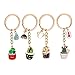 JUNKE 4 PCS Succulent Cactus Pot Keychain Novelty Metal Cute Plant Shape Keyring Charmed Gifts for Kids Women Girls Boys