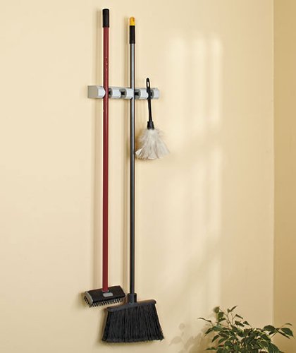 4 Slot Wall Mounted Organizer Kitchen Garage Shed Entryway Organization Secure Grip Broom Mop Fishing Rod Umbrella Rake Shovel Spade Organization