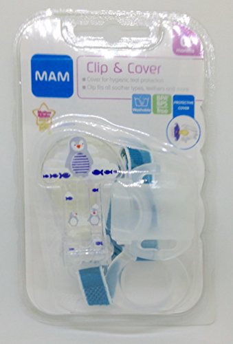 MAM Soother Clip and Teat Cover (Blue Penguin)