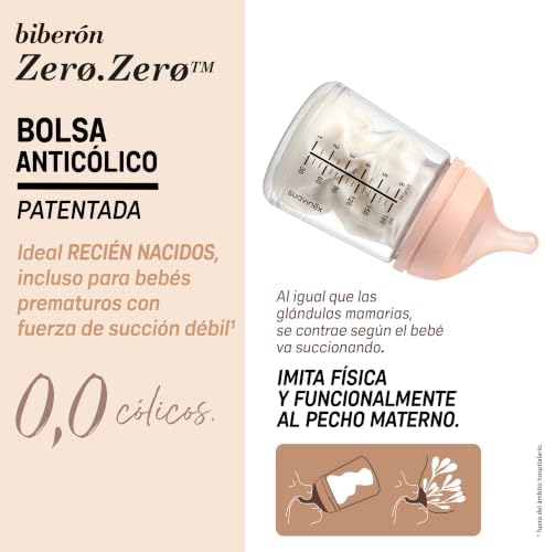 , Garrafa Anti-Cólica Zero Zero, Mamila de Fluxo Adaptável (A), Deep