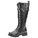 VOLATILE Boot Camp Black Knee High Combat Boots - Women’s Knee-High Boots - Lace Up Boots for Women with Zipper - Cushioned Insole and Mid Calf Buckle - Black, 8 US