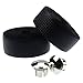 KINGOU Black Carbon Fiber PU Leather Road Bike Handlebar Tape Bar Tapes - 2PCS Per Set