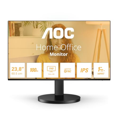 AOC 24B3HA2 - 24 Inch FHD monitor, IPS, 100Hz, 1ms, Ultra Narrow Boarder, FlickerFree, Adaptive Sync (1920 x 1080 250 cd/m HDMI 1.4 / DP 1.4)