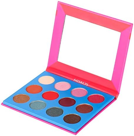 MISKOS Eyeshadow Palette Matte Shimmer 12 Colors High Pigmented Eyes Shadow Makeup Palette Natural Dramatic Smoky Eye Makeup Cosmetic Kit (red)