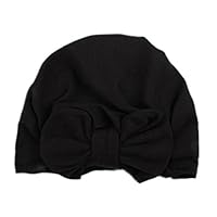 Leoy88 Newborn Hospital Hat Headband Infant Cap with Big Bow Knot Nursery Beanie (Black)