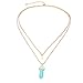 Genuiskids Jewelry Gemstone Rock Natural Crystal Quartz Healing Point Chakra Stone Gold-Plated Choker Pendant Necklace (Lake-Blue)