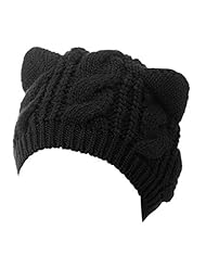 Apparel: Choies Womens Acrylic Cat Ears Knit Black Beanie Hat,ONESIZE