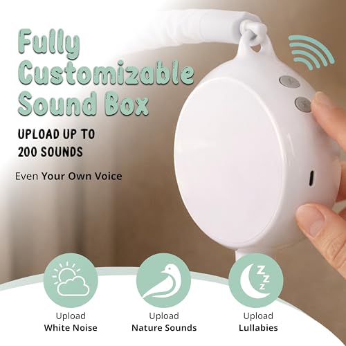 Dua Baby Crib Mobile - Islamic Toy - Halal Baby Sleep Music with Soothing Duas & Surahs - Full Set with Sound Box, Remote, Cot Mobile Arm, Rotating Montessori Infant Crib Toys Hanging Muslim Gift