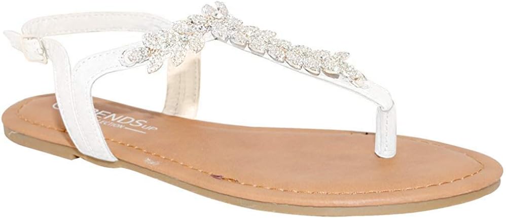TRENDSUP COLLECTIONWomens T-Strap Buckle Flats Sandals