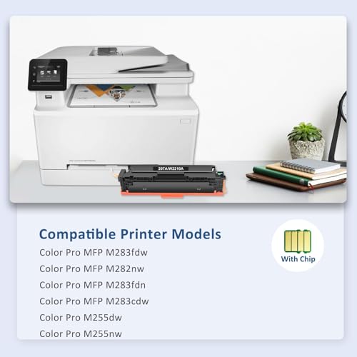 207A 207X avec Puce Compatible pour HP 207A 207X Toner pour LaserJet Pro MFP M283FDW M283FDN M282NW M255DW M255NW W2210A W2211A W2212A W2213A(Noir Jaune Cyan Magenta, Pack de 4)