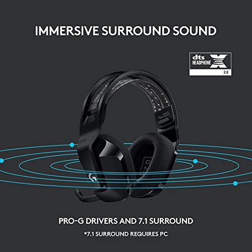 Logitech G733 Lightspeed Auriculares inalámbricos para juegos, Diadema con suspensión, Lightsync RGB, Micrófono VO!CE azul, Audio PRO-G - Negro, Auriculares para juegos inalámbricos, PC, PS5, PS4, Compatible con Switch