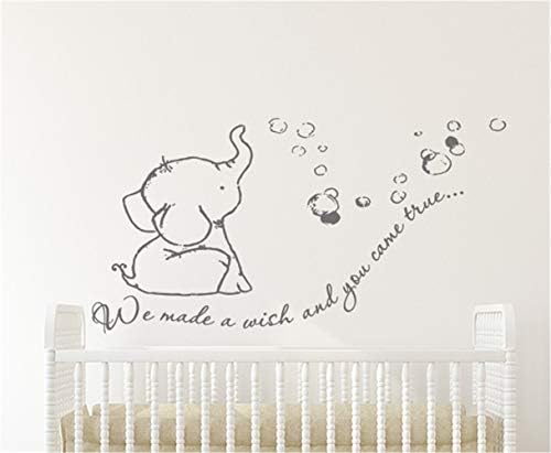 African Wall Stickers for Bedroom We Made A Wish and You Came True Baby Elephant for Nursery'S Kids Room
