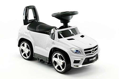 Moderno Kids Mercedes GL63 AMG Baby Toddler Ride-On Push Car Stroller Convertible to Foot to Floor Toy + Padded PU Leather Seat + Integrated MP3 Music Player + Working LED Lights (White)