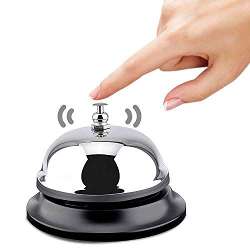Big Call Bells, 3.38 Inch Diameter, Chrome Finish, All-Metal Construction, Desk Bell Service Bell for Hotels, Schools, Restaurants, Reception Areas, Hospitals, Warehouses(Silver) - Thumbnail 3
