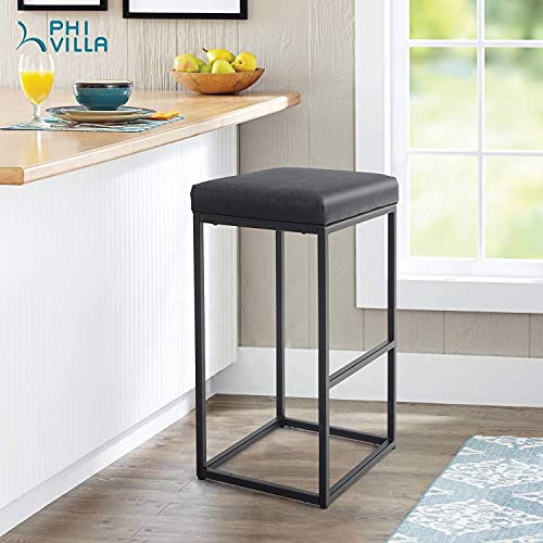 PHI VILLA Bar Stools Set of 2 Counter Height,30 Inches Leather Counter