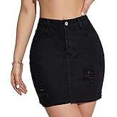 Jean Skirt for Women Stretch Casual High Waisted Denim Short Skirt Cute A Line Mini Pencil Skrit