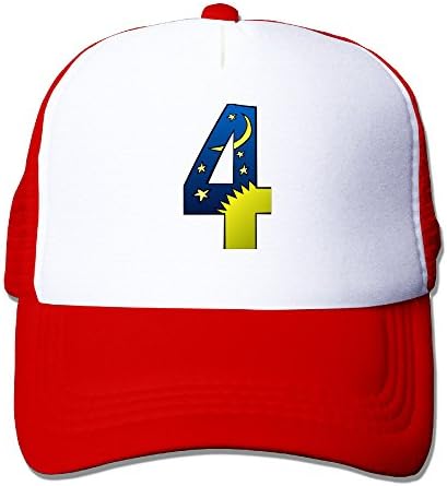 Uzhongquux Cute Number 4 Summer Mesh Cap With Adjustable Snapback Strap Red