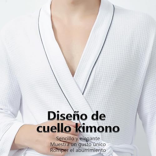 UTRHHVS Waffle Batas de baño,Lightweight albornoces para hombre y mujer,bata de baño toalla el y ella,Delgado y suave,Transpirable y absorbente de agua,para ropa de dormir y ropa de descanso