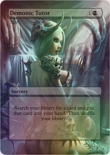 Demonic Tutor - Casual Play Only - Customs Altered Art Foil