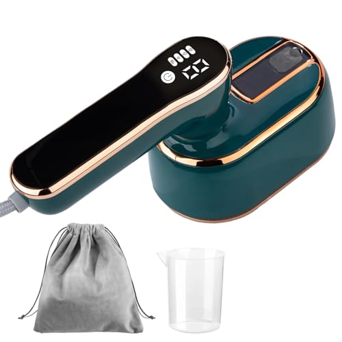 Handheld Led Travel Steamer Iron, Touch Screen Clothing Steamer, 110V, Includes Water Cup & Carry Bag, Dark Green,