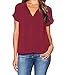 LILBETTER Women's Casual Summer Women Blouse Tops Short Sleeve Shirt(Red,Large)