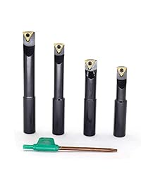 Juego de barra de aburrimiento indizable Oscarbide 1 2" de diámetro redondo, 90 grados, profundidad de aburrimiento de 1-1 4" a 2-1 2", diámetro mínimo de 7 16" a 1 2", total de 1-3 4" a 4" con insertos de carburo TCMT 2