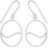 Boma Jewelry Sterling Silver Open Circle Wave Geometric Dangle Earrings