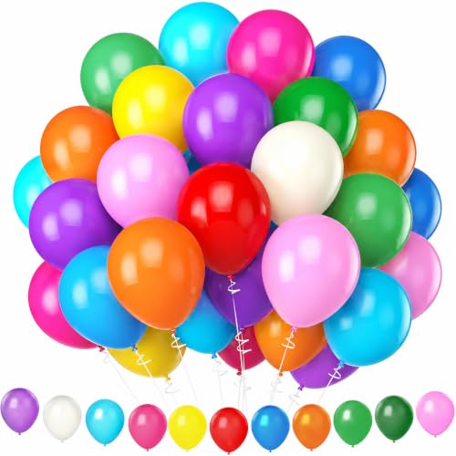 110 Pcs Birthday Balloons, 12 Inch Colorful Helium Balloons - Graduation Balloons Wedding Baby Shower Carnival Anniversary Wedding Balloons