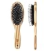 Gisala Boar Bristle Paddle Oval Hair Brush with Wooden Handle for Wet and Dry Hair,Hair Comb for Adults and Children