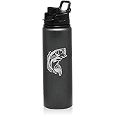 25 oz Water Bottle Sports Travel Mug Bass Fish (Charcoal)