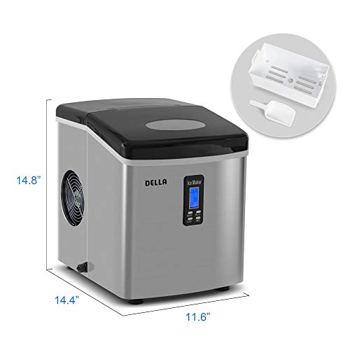 Della Portable Ice Maker 28 lb. Daily with Timer - Countertop Compact Design - 3 Size Bullet Shaped Ice - LCD Display - Thumbnail 5