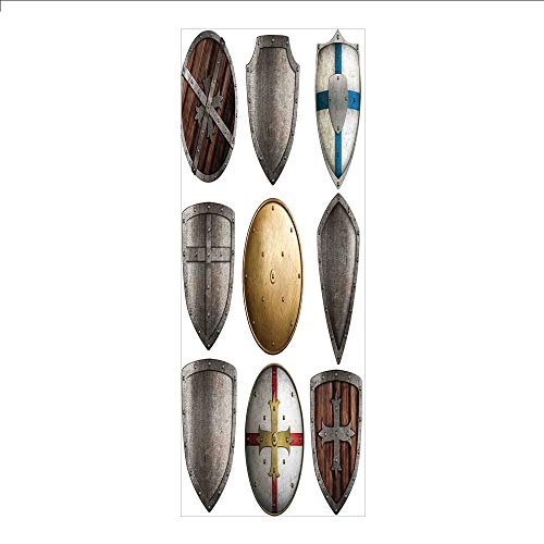 Decorative Privacy Window Film/Shields Set Triangle Cross Pattern Ancient Weapon Protection Rustic Design/No-Glue Self Static Cling for Home Bedroom Bathroom Kitchen Office Decor Grey and Gold