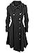 Allonly Women's Button Closure Asymmetrical Hem Long Trench Black Cloak Coat,Black,Large