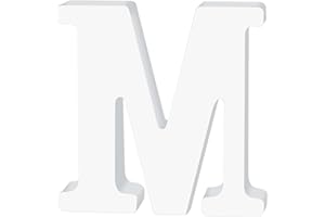 YQWIN White Wood Letters Unfinished Wood Letters for Wall Decor Paintable Unfinished Alphabet Letter M Marquee Wall Letter De