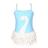 qyqkfly Girl Swan Adjustable Strap Cross Back One Piece Swimsuit (FBA) (6, Blue)