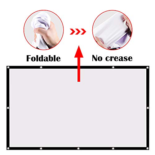 Ylife 100 Inch Projector Screen, 16:9 HD 4K No Crease Portable Video Movie Screen Grommets for Outdoor Indoor Home Theater