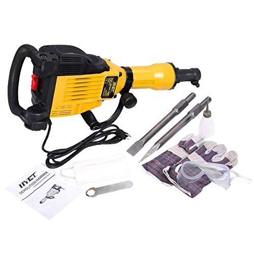 Goplus HD 3600W Electric Demolition Jack Hammer 1400RPM Concrete Breaker Drills for Punch Construction w/Flat Chisel, Bull Point Chisel and Gloves - Thumbnail 4