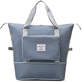 Large Capacity Folding Travel Bag, Travel Lightweight Waterproof Carry on Luggage Bags with Fixed Strap, Dry and Wet Separation Foldable Travel Duffel Bag for Weekender Overnight Sports Gym Bag