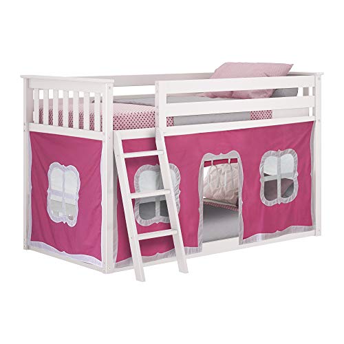 Max & Lily Low Bunk Bed, TwinOverTwin Bed Frame For Kids With