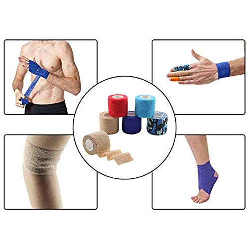 MUEUSS Vet Wrap Non-Woven Elastic Bandage Pet Animals Supply (5cm, Leopard Print 6 roll)