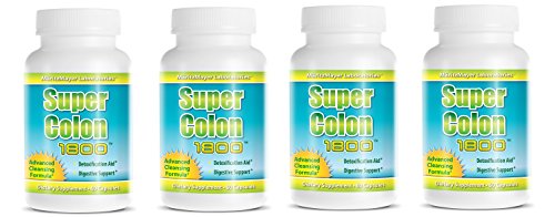 Super Colon 1800 Max Strength Weight Loss Detox Cleanse All Natural with Acai Fruit and Fennel Seeds 60 Capsules Per Bottle (4 bottles)